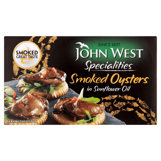 John West Specialities Smoked Oysters in Sunflower Oil 85g - UK Food & Drink - 9300654310953