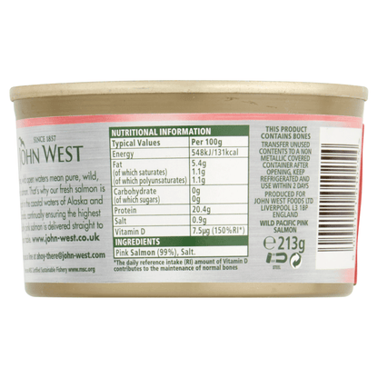 John West Wild Pacific Pink Salmon 213g - UK Food & Drink - 5000171010254