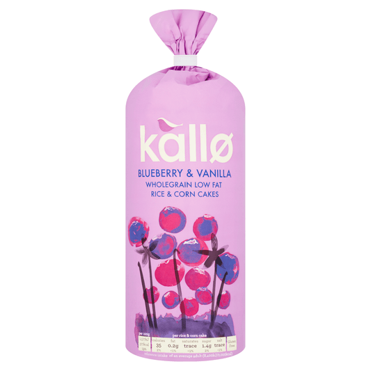Kallo Blueberry & Vanilla Wholegrain Rice & Corn Cakes 131g - UK Food & Drink - 5013665111917