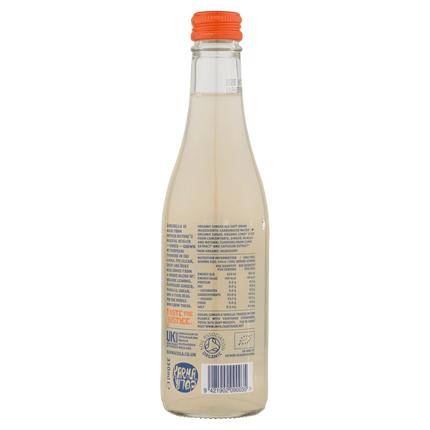 Karma Drinks Fairtrade Organic Gingerella Ginger Ale 300ml - UK Food & Drink - 9421902090035