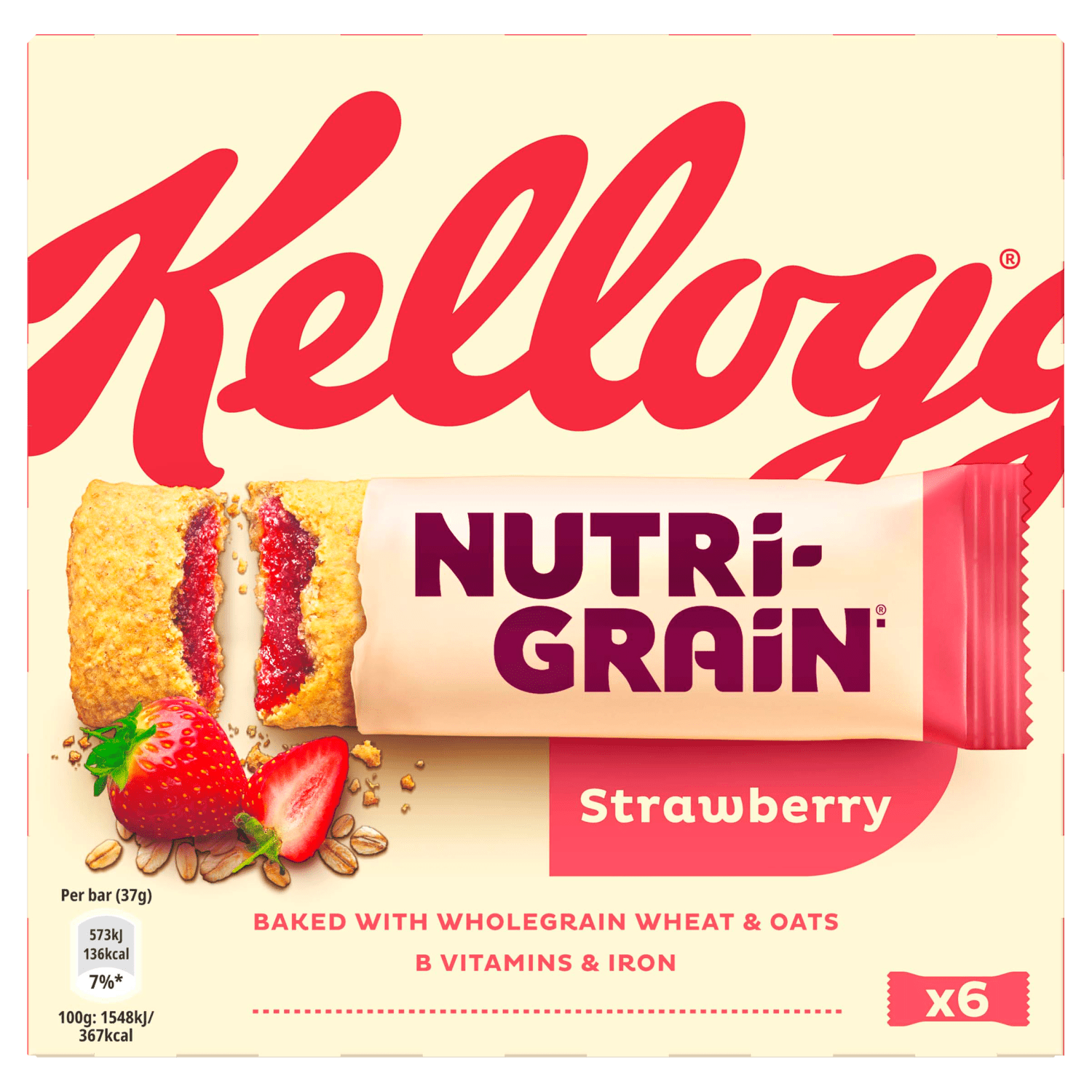 Kellogg's Nutri - Grain Strawberry 6 x 37g (222g) - UK Food & Drink - 5050083542787
