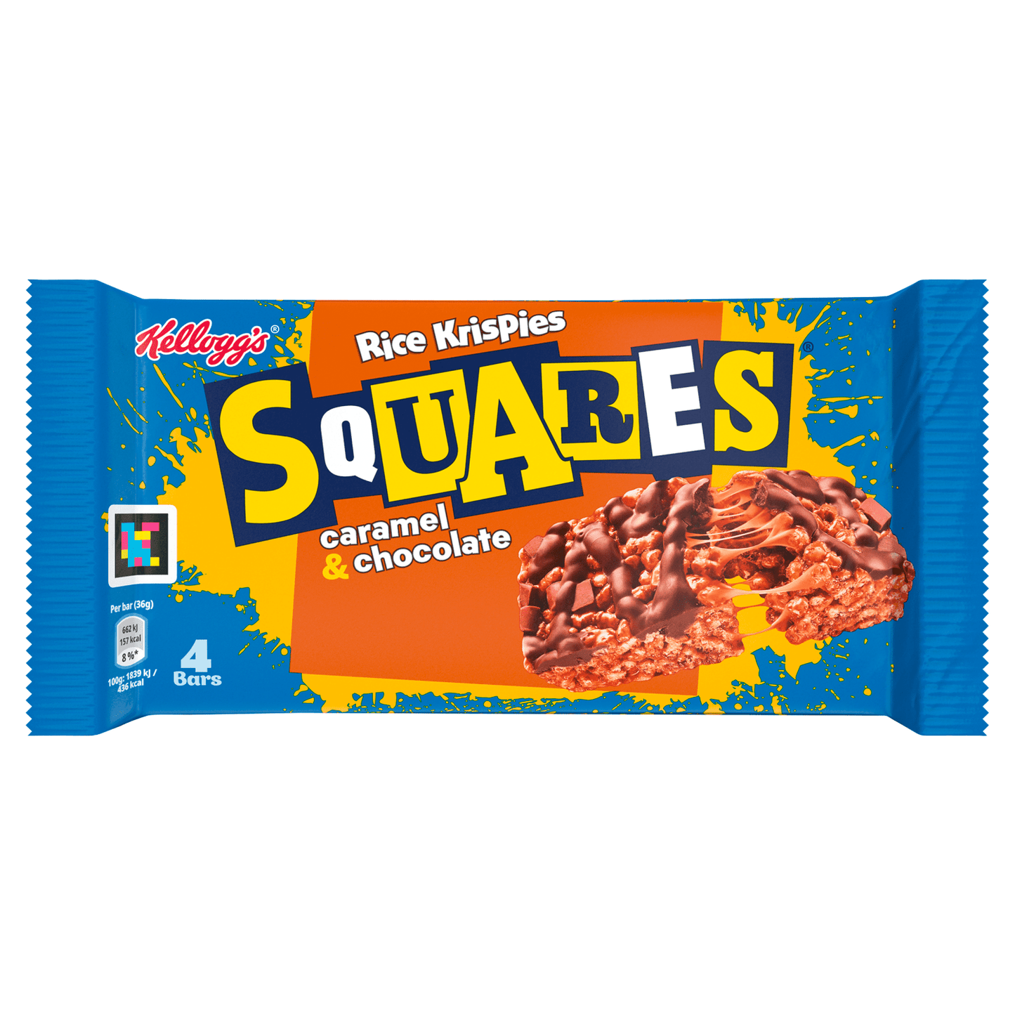 Kellogg's Squares Rice Krispies Caramel & Chocolate 4 x 36g (144g) - UK Food & Drink - 5000127730175