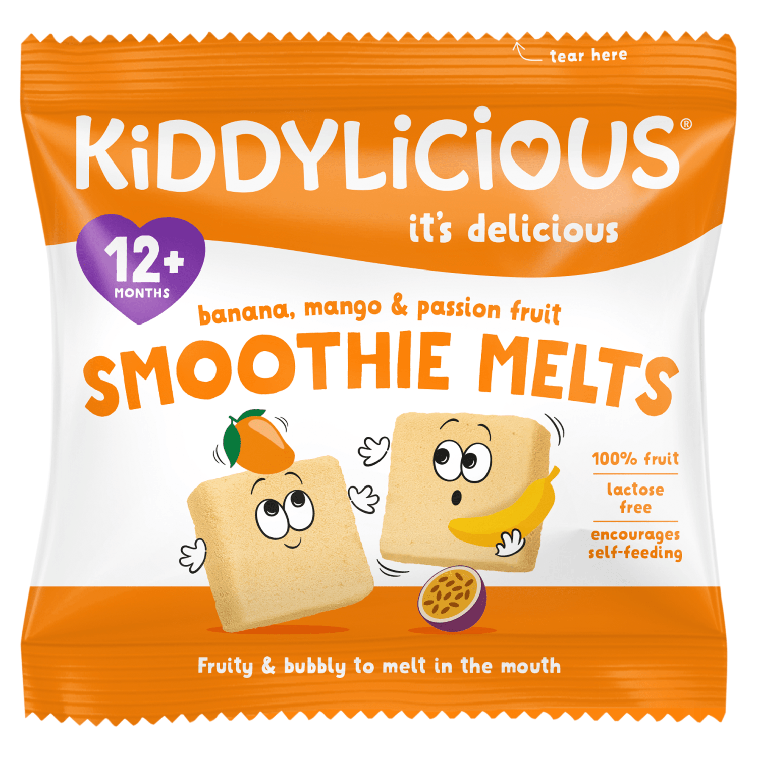 Kiddylicious Banana, Mango & Passion fruit Smoothie Melts 12+ Months 6g - UK Food & Drink - 5060040252017