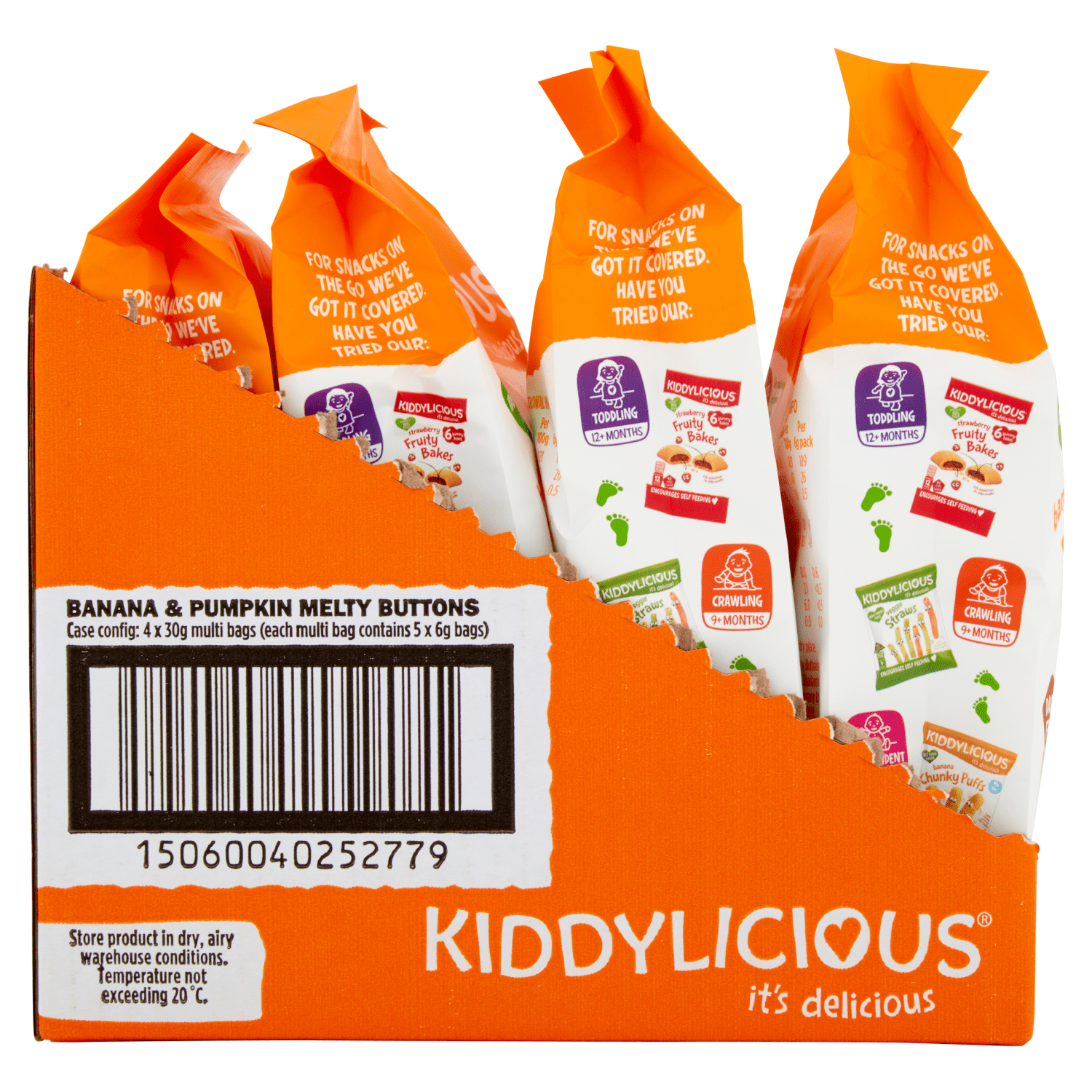 Kiddylicious Banana & Pumpkin Melty Buttons 9+ Months 5 x 6g (30g) - UK Food & Drink - 5060040252772