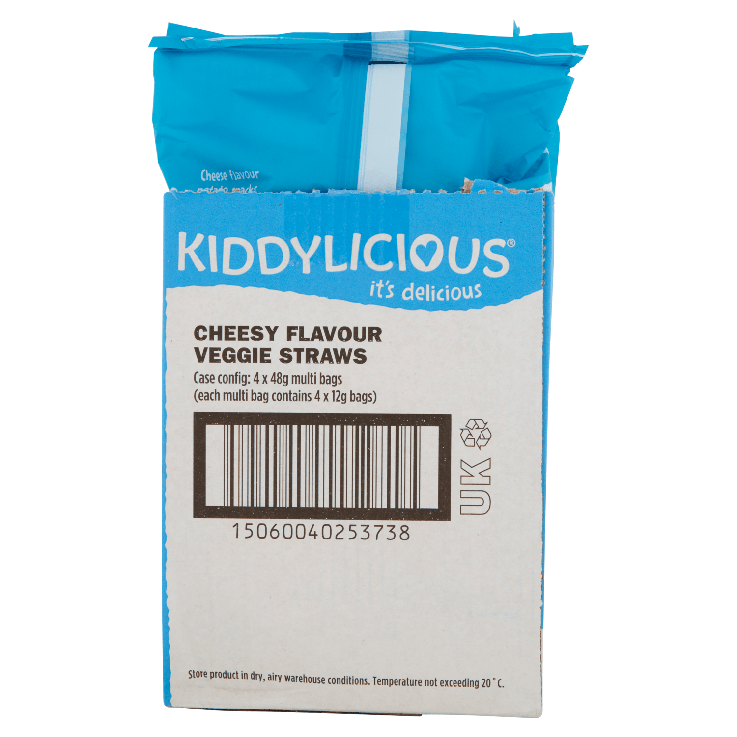 Kiddylicious Cheesy Flavour Veggie Straws 9+ Months 4 x 12g (48g) - UK Food & Drink - 5060040253731