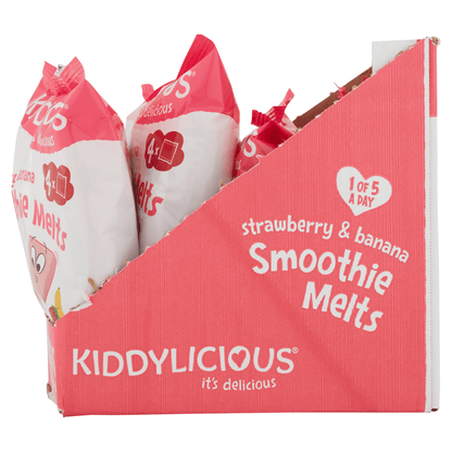 Kiddylicious Strawberry & Banana Smoothie Melts 12+ Months 4 x 6g (24g) - UK Food & Drink - 5060040252109