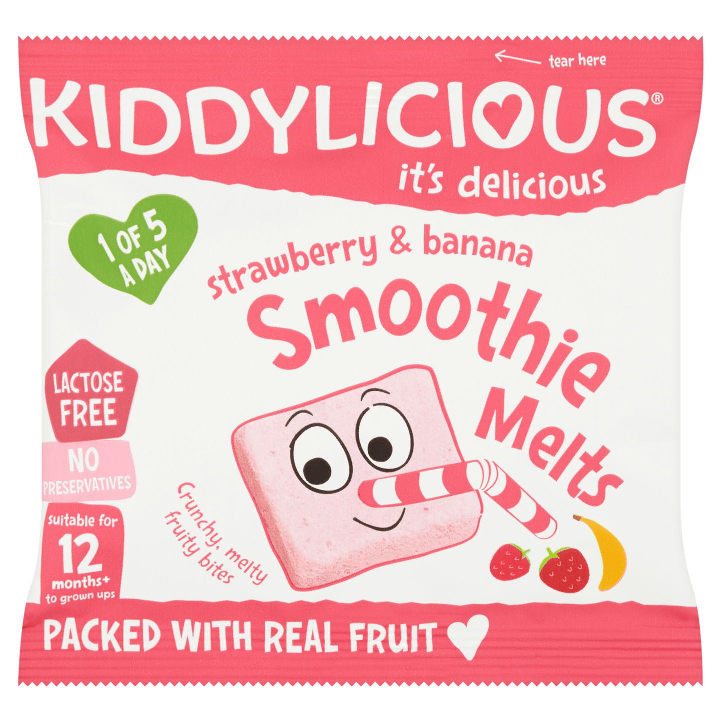 Kiddylicious Strawberry & Banana Smoothie Melts Baby Snacks 6g - UK Food & Drink - 5060040252000