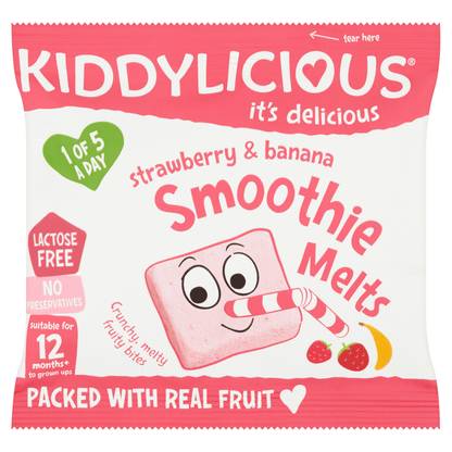 Kiddylicious Strawberry & Banana Smoothie Melts Baby Snacks 6g - UK Food & Drink - 5060040252000