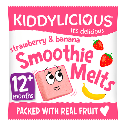 Kiddylicious Strawberry & Banana Smoothie Melts Baby Snacks 6g - UK Food & Drink - 5060040252000