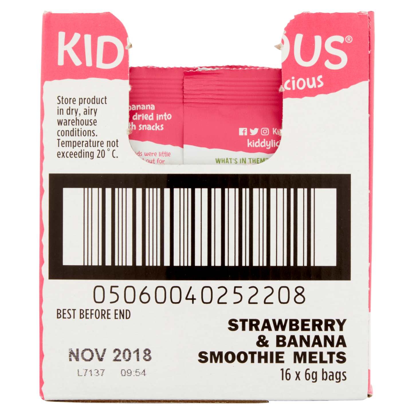 Kiddylicious Strawberry & Banana Smoothie Melts Baby Snacks 6g - UK Food & Drink - 5060040252000