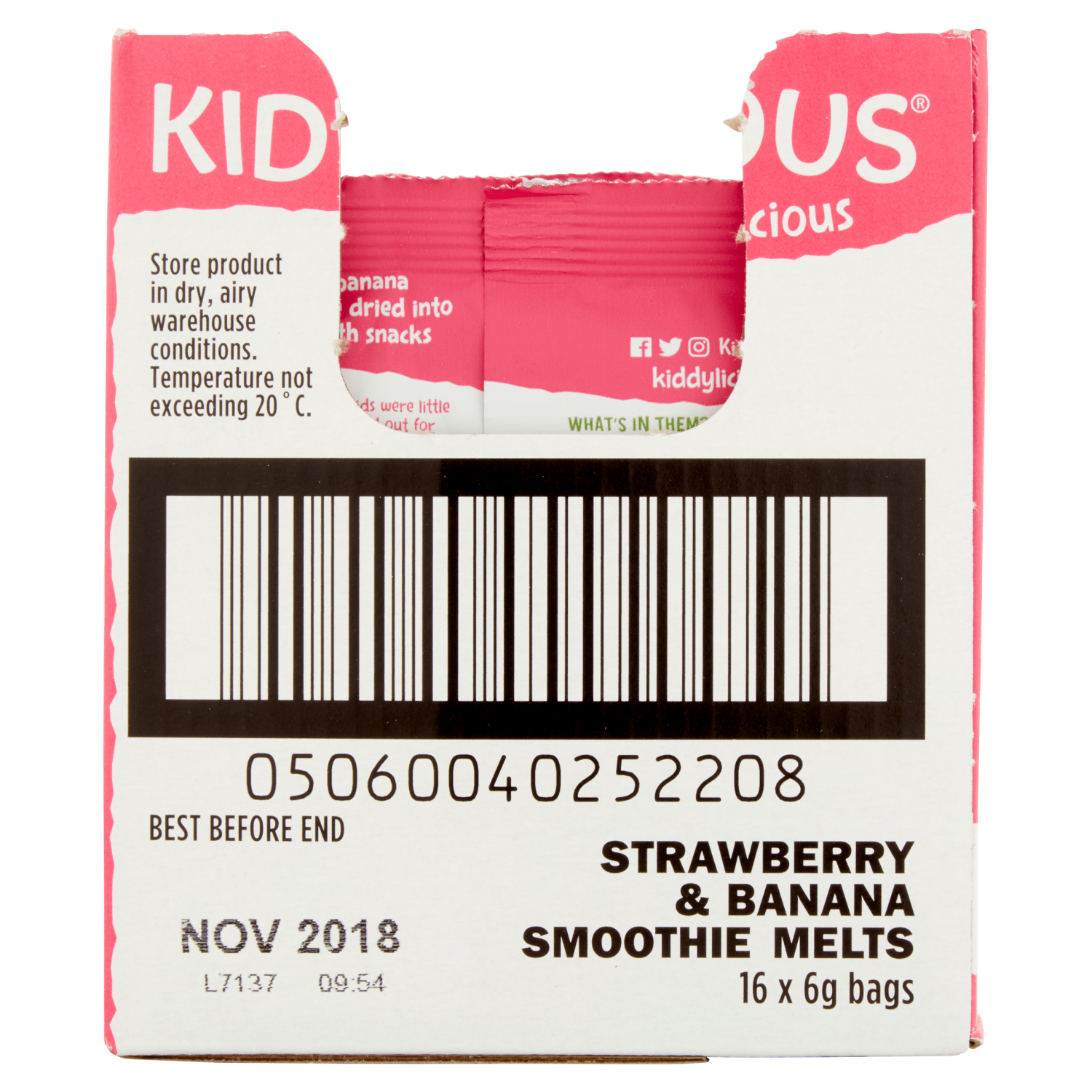 Kiddylicious Strawberry & Banana Smoothie Melts Baby Snacks 6g - UK Food & Drink - 5060040252000