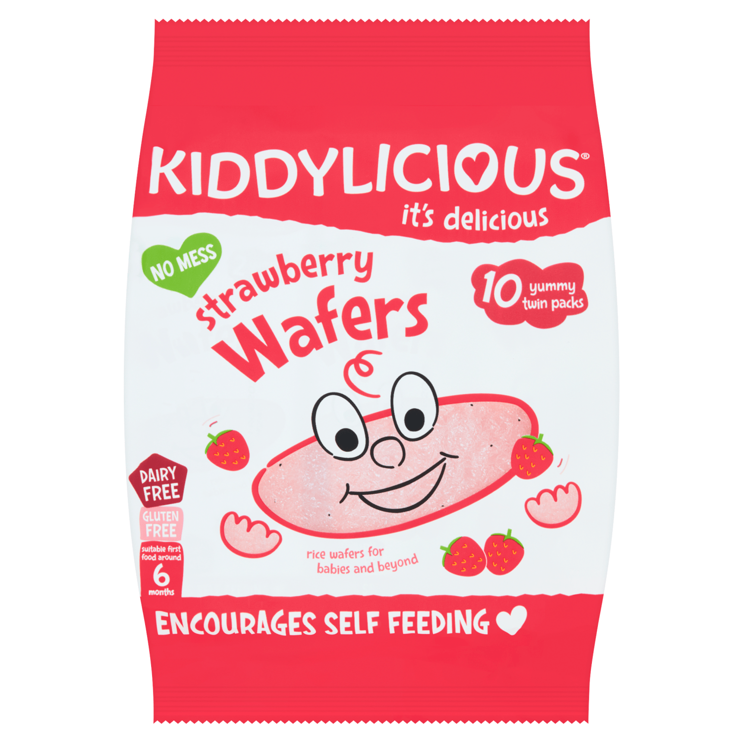 Kiddylicious Strawberry Maxi Wafers Baby Snacks 10x4g - UK Food & Drink - 5060040254448