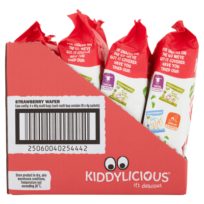 Kiddylicious Strawberry Maxi Wafers Baby Snacks 10x4g - UK Food & Drink - 5060040254448