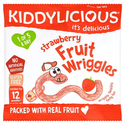 Kiddylicious Strawberry Wriggles Baby Snacks 12g - UK Food & Drink - 5060040253007
