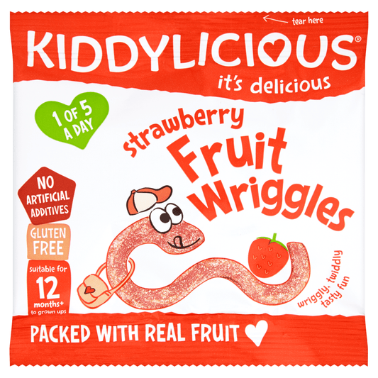 Kiddylicious Strawberry Wriggles Baby Snacks 12g - UK Food & Drink - 5060040253007