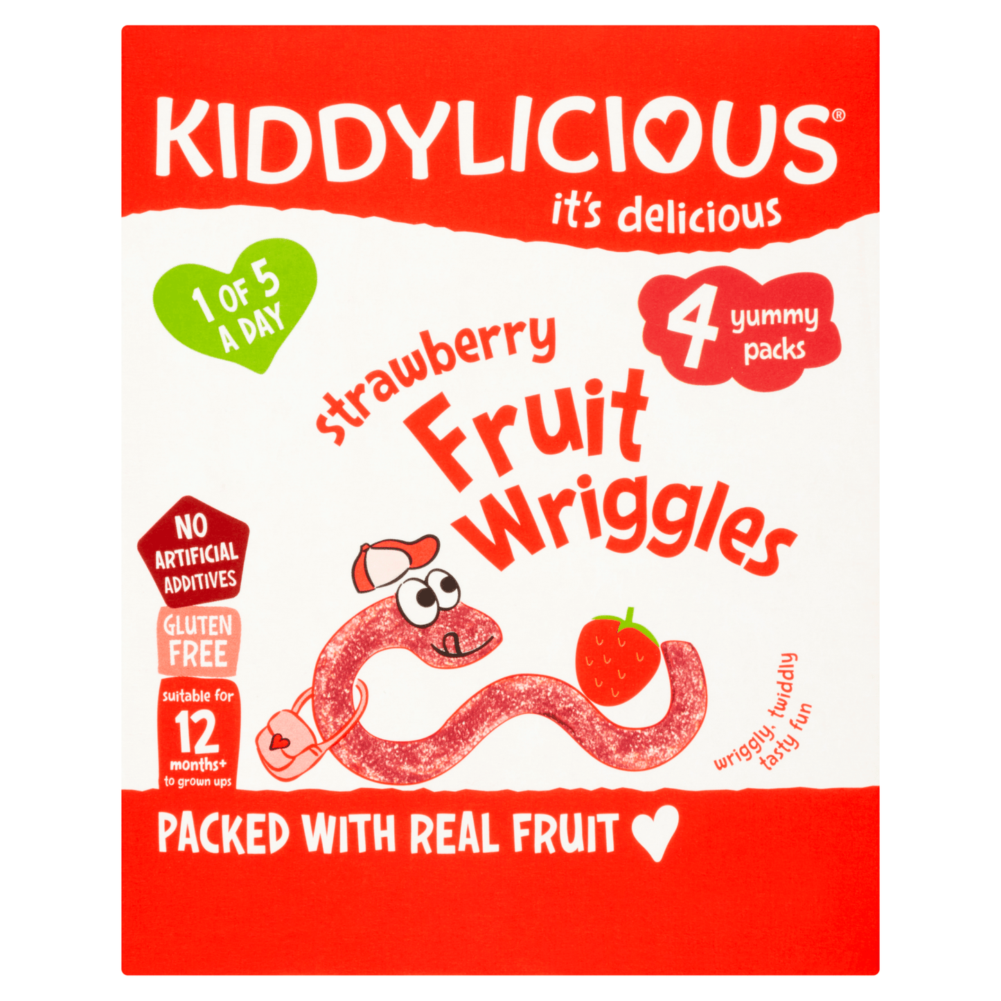 Kiddylicious Strawberry Wriggles Baby Snacks 4x12g - UK Food & Drink - 5060040253120