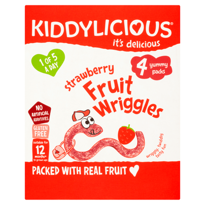 Kiddylicious Strawberry Wriggles Baby Snacks 4x12g - UK Food & Drink - 5060040253120