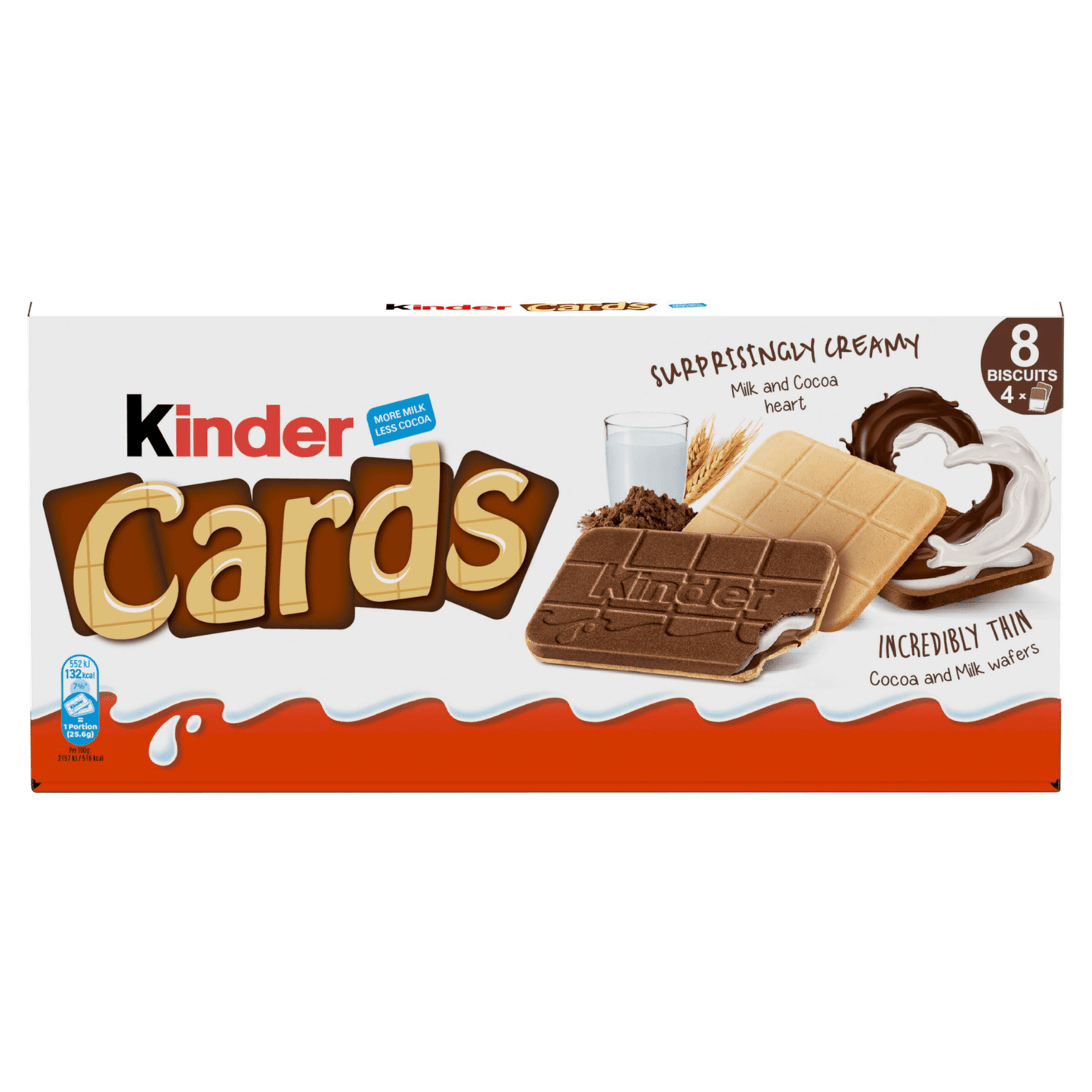 Kinder Cards Incredibly Thin Cocoa and Milk Wafers 8 x 12.8g (102.4g) - UK Food & Drink - 8000500312971