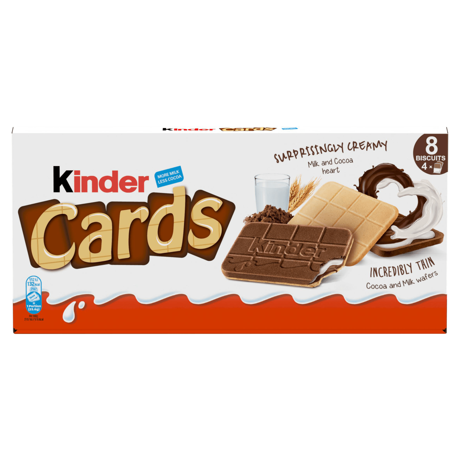 Kinder Cards Incredibly Thin Cocoa and Milk Wafers 8 x 12.8g (102.4g) - UK Food & Drink - 8000500312971