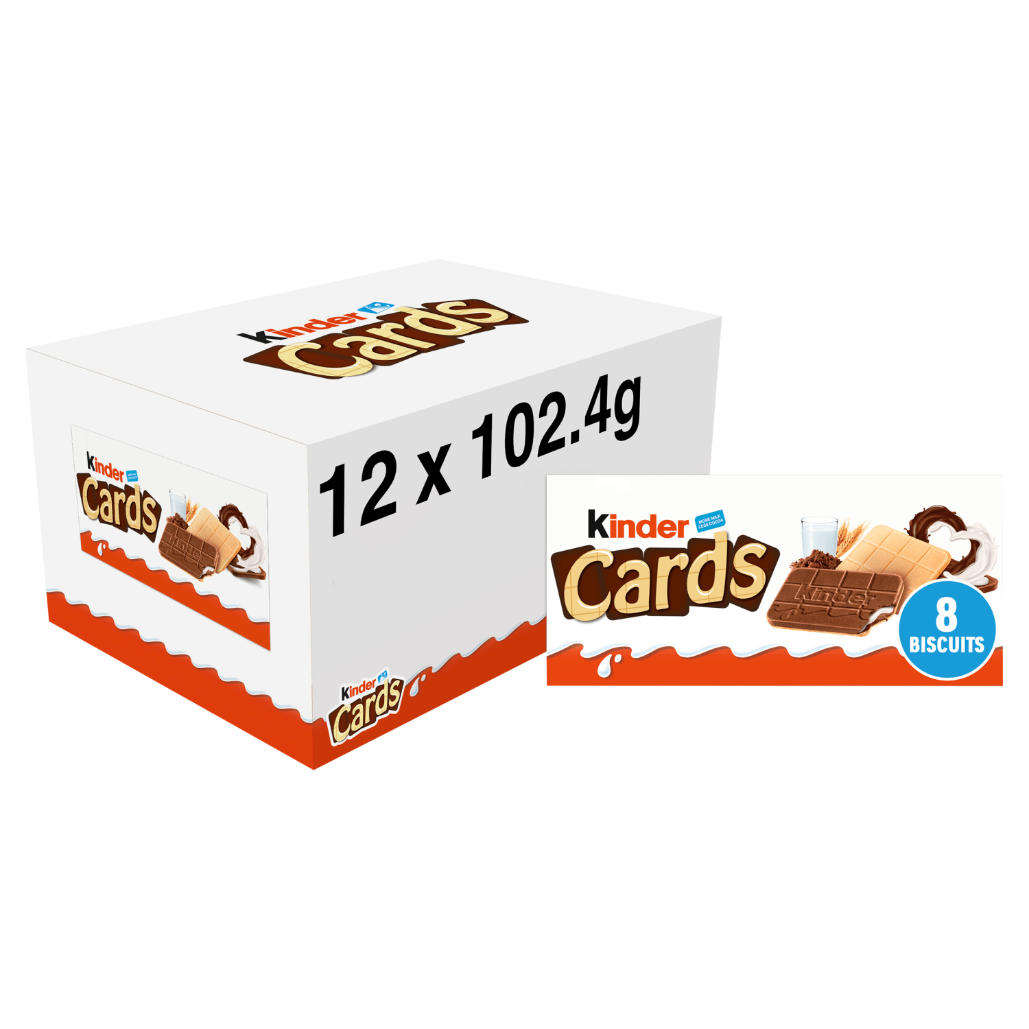 Kinder Cards Incredibly Thin Cocoa and Milk Wafers 8 x 12.8g (102.4g) - UK Food & Drink - 8000500312971