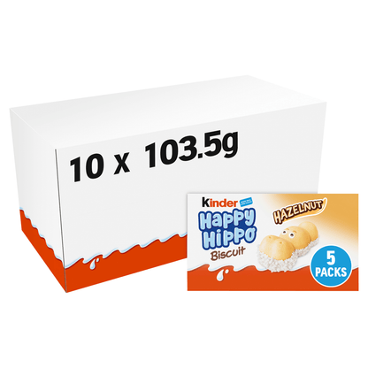 Kinder Happy Hippo Milk Chocolate and Hazelnut Biscuits Multipack 5 x 20.7g (103g) - UK Food & Drink - 80136194