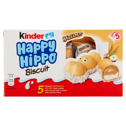 Kinder Happy Hippo Milk Chocolate and Hazelnut Biscuits Multipack 5 x 20.7g (103g) - UK Food & Drink - 80136194