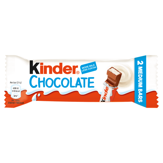 Kinder Medium Chocolate Multipack Bars 2 x 21g (42g) - UK Food & Drink - 4008400224022