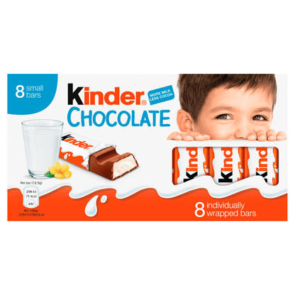 Kinder Small Chocolate Bars Multipack 8 x 12.5g (100g) - UK Food & Drink - 80177616