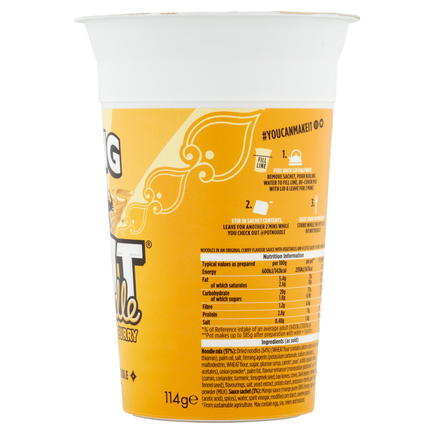 King Pot Noodle Original Curry Flavour 114g - UK Food & Drink - 5000118203688