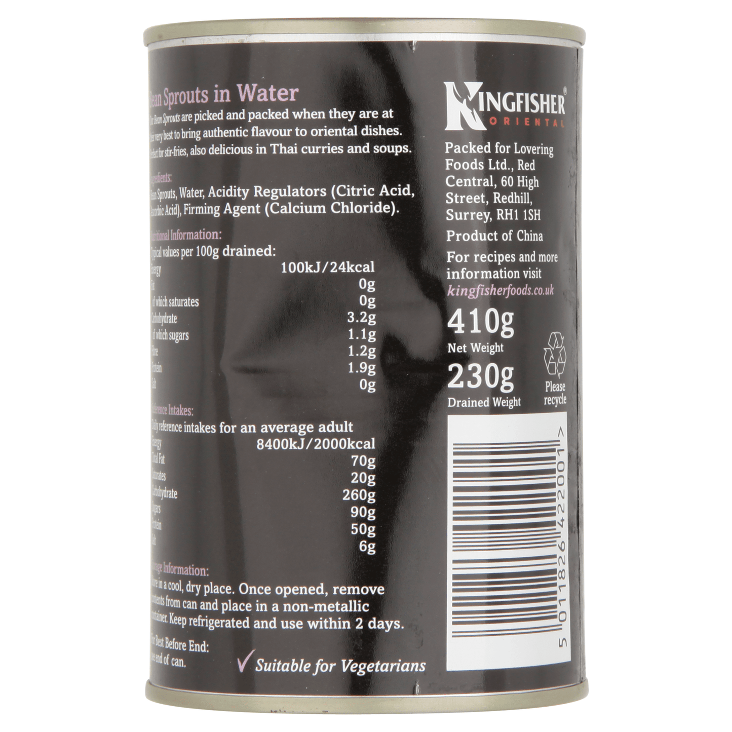 Kingfisher Oriental Bean Sprouts in Water 410g - UK Food & Drink - 5011826422001