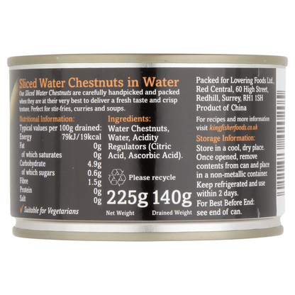 Kingfisher Oriental Sliced Water Chestnuts in Water 225g - UK Food & Drink - 5011826420205