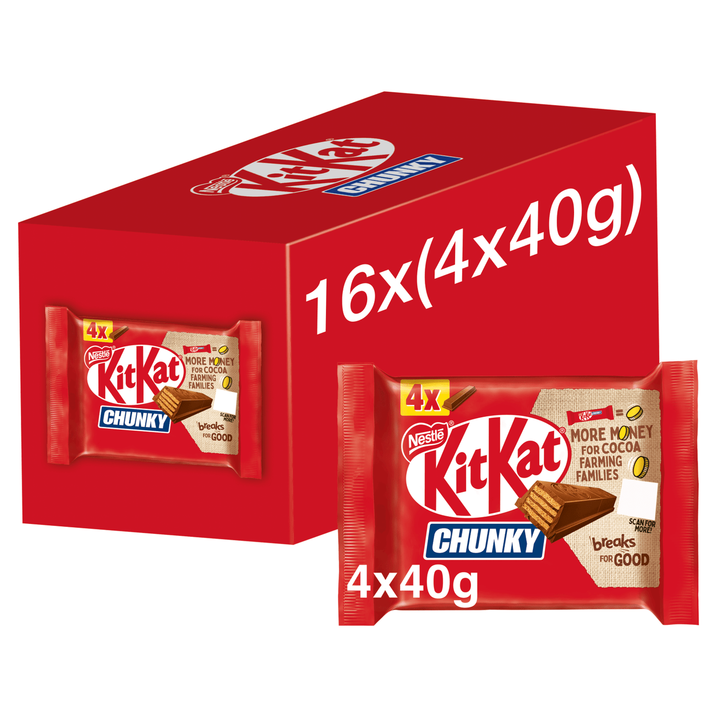 KitKat Chunky Bars 4 x 40g (160g) - UK Food & Drink - 7613037051179