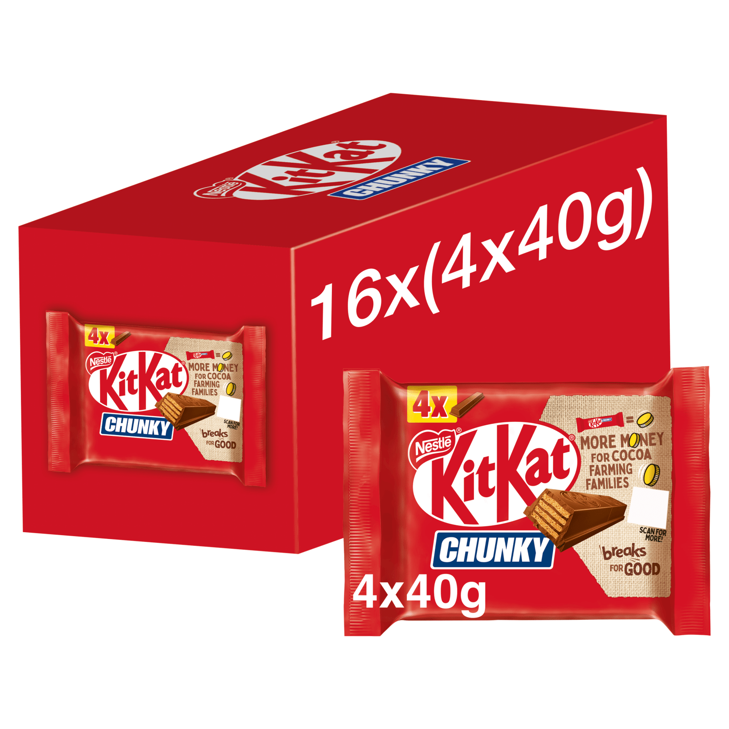 KitKat Chunky Bars 4 x 40g (160g) - UK Food & Drink - 7613037051179