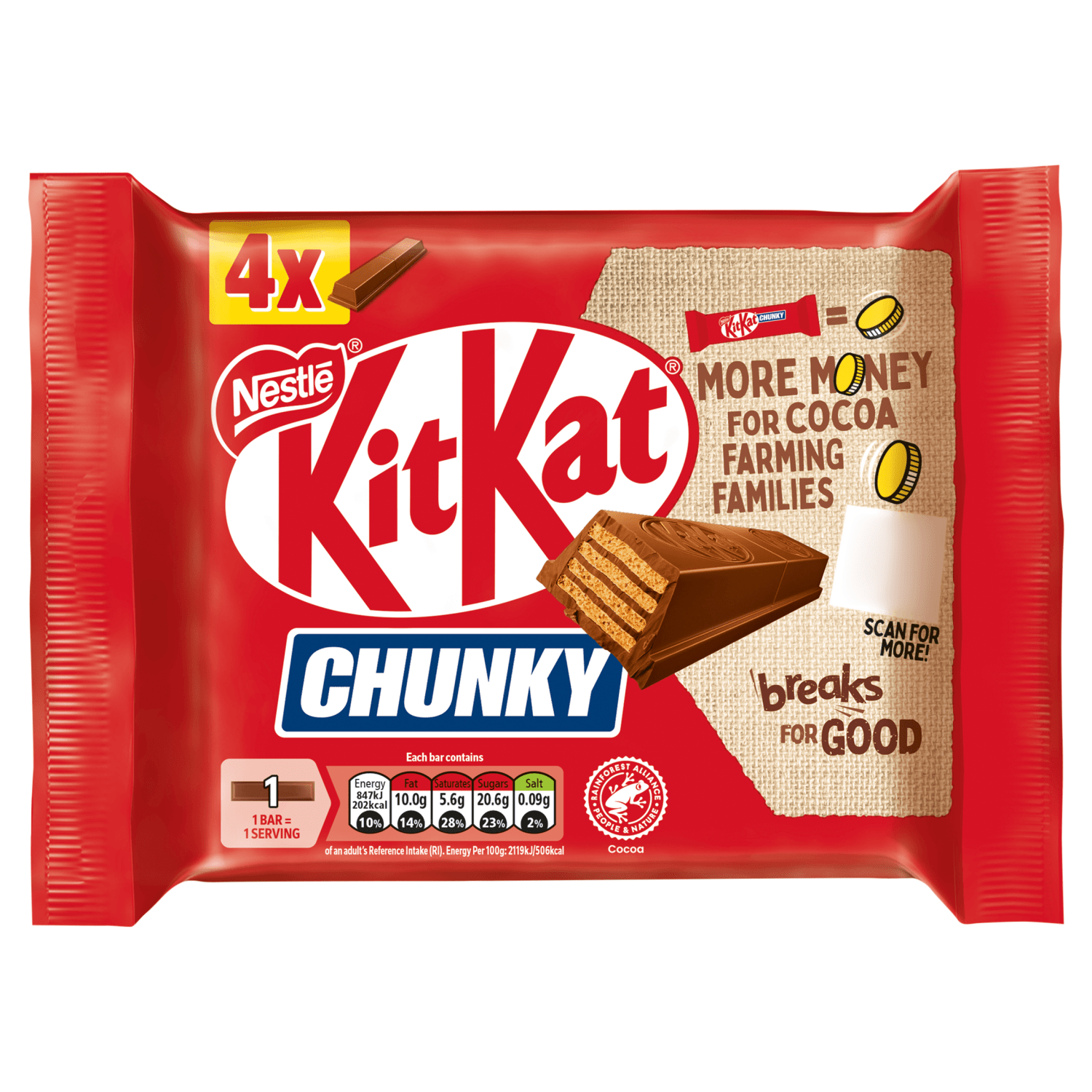 KitKat Chunky Bars 4 x 40g (160g) - UK Food & Drink - 7613037051179