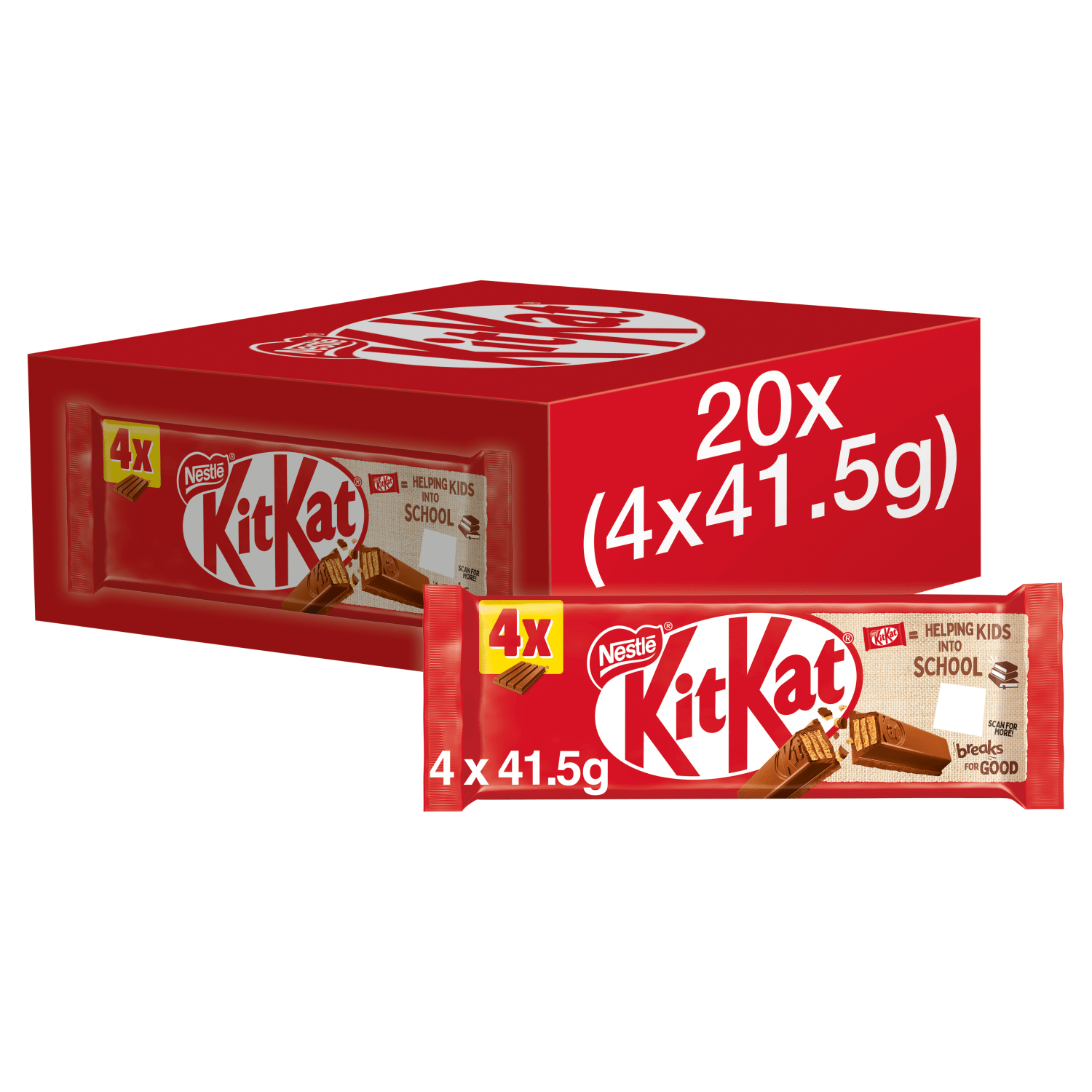KitKat Finger Bars 4 x 41.5g (166g) - UK Food & Drink - 7613035220263