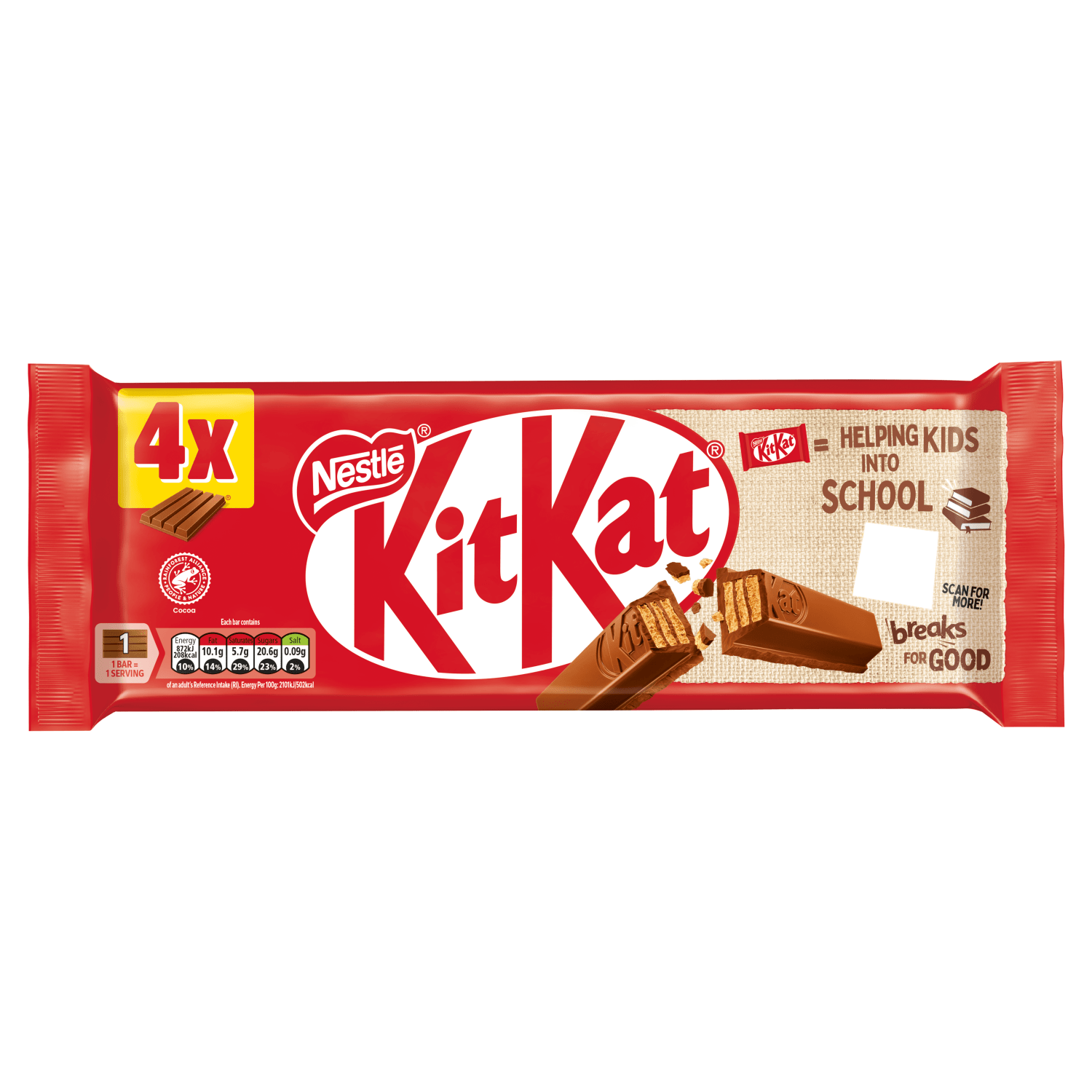 KitKat Finger Bars 4 x 41.5g (166g) - UK Food & Drink - 7613035220263