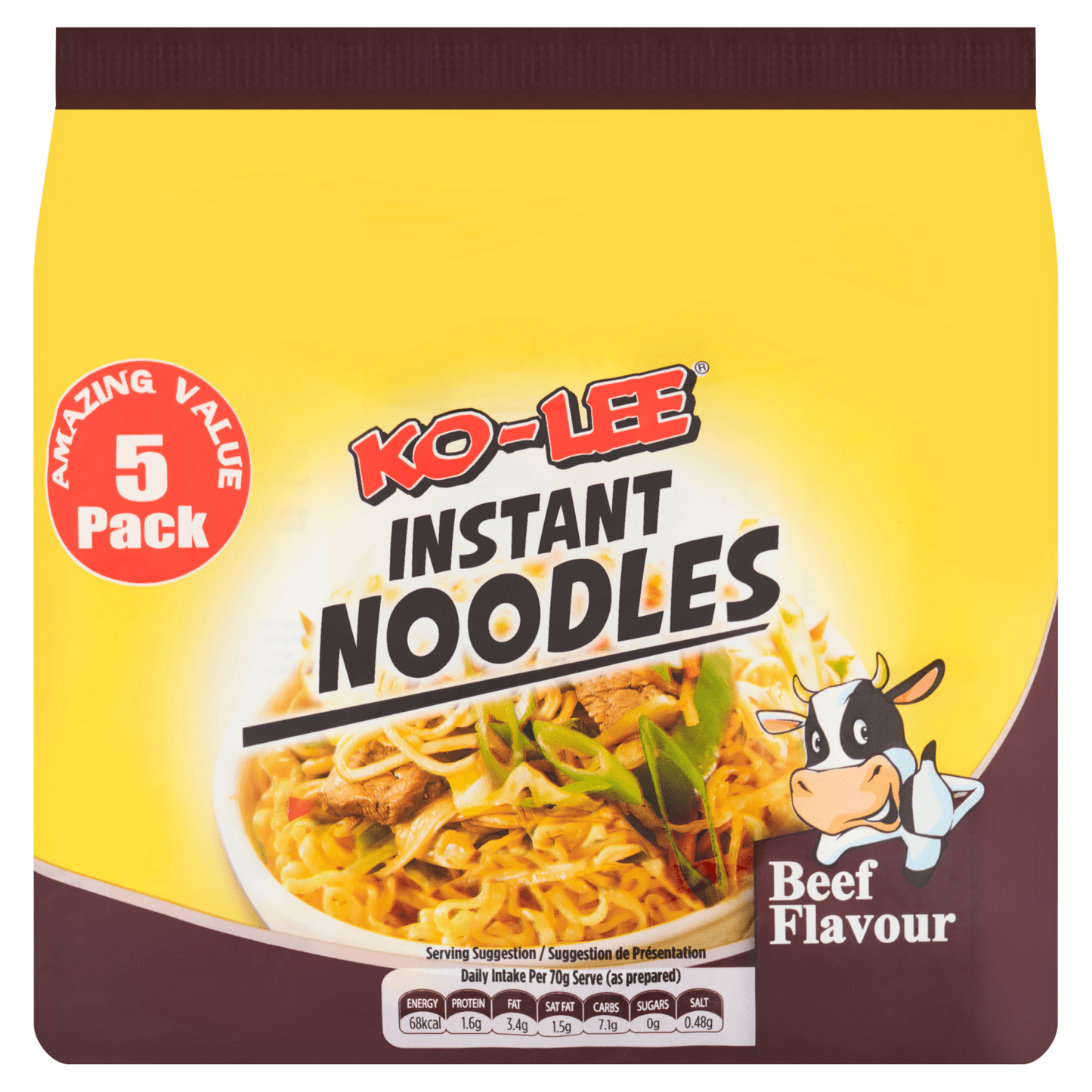 Ko - Lee Beef Flavour Instant Noodles 5 x 70g - UK Food & Drink - 5023751001510