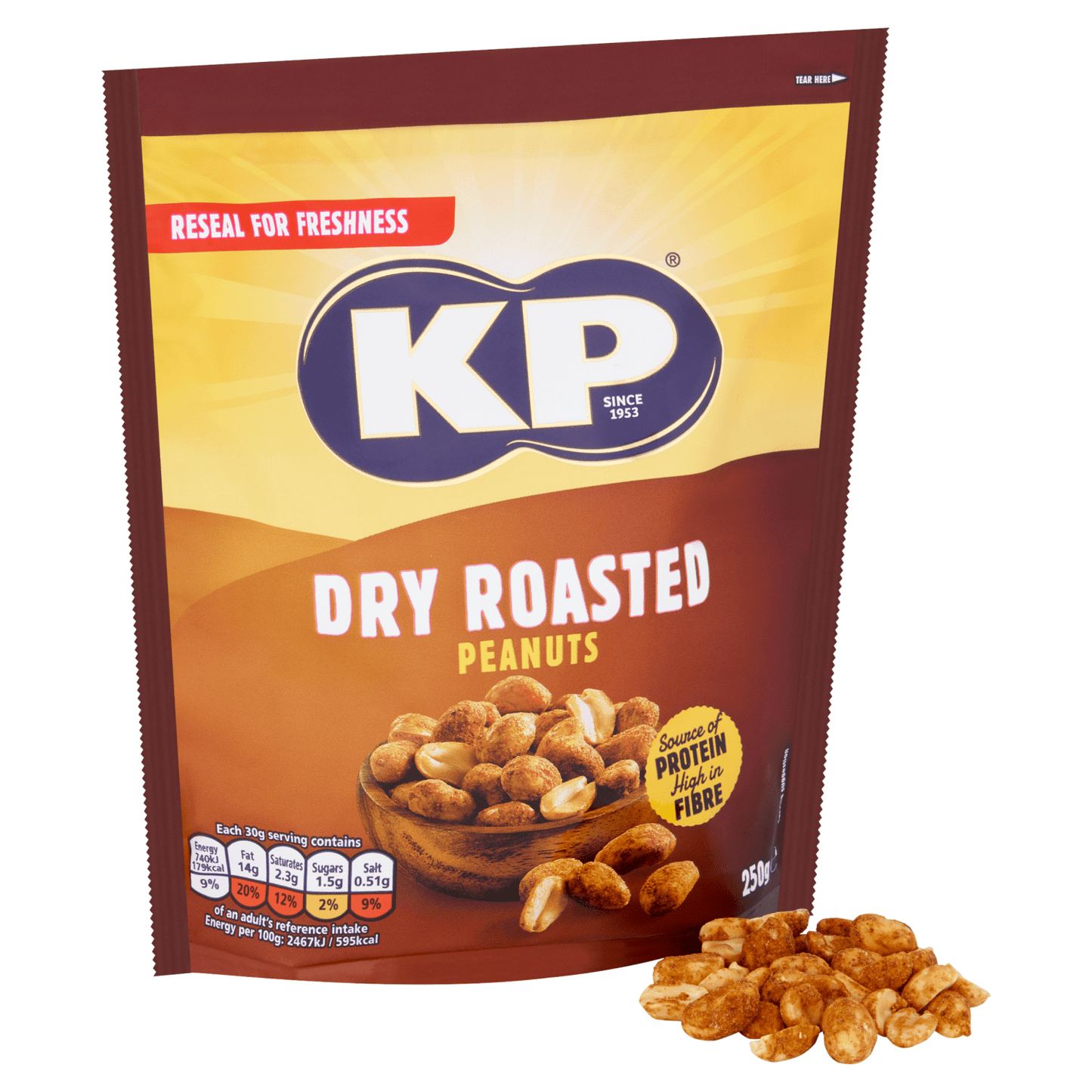 KP Dry Roasted Peanuts 250g - UK Food & Drink - 5000237127285