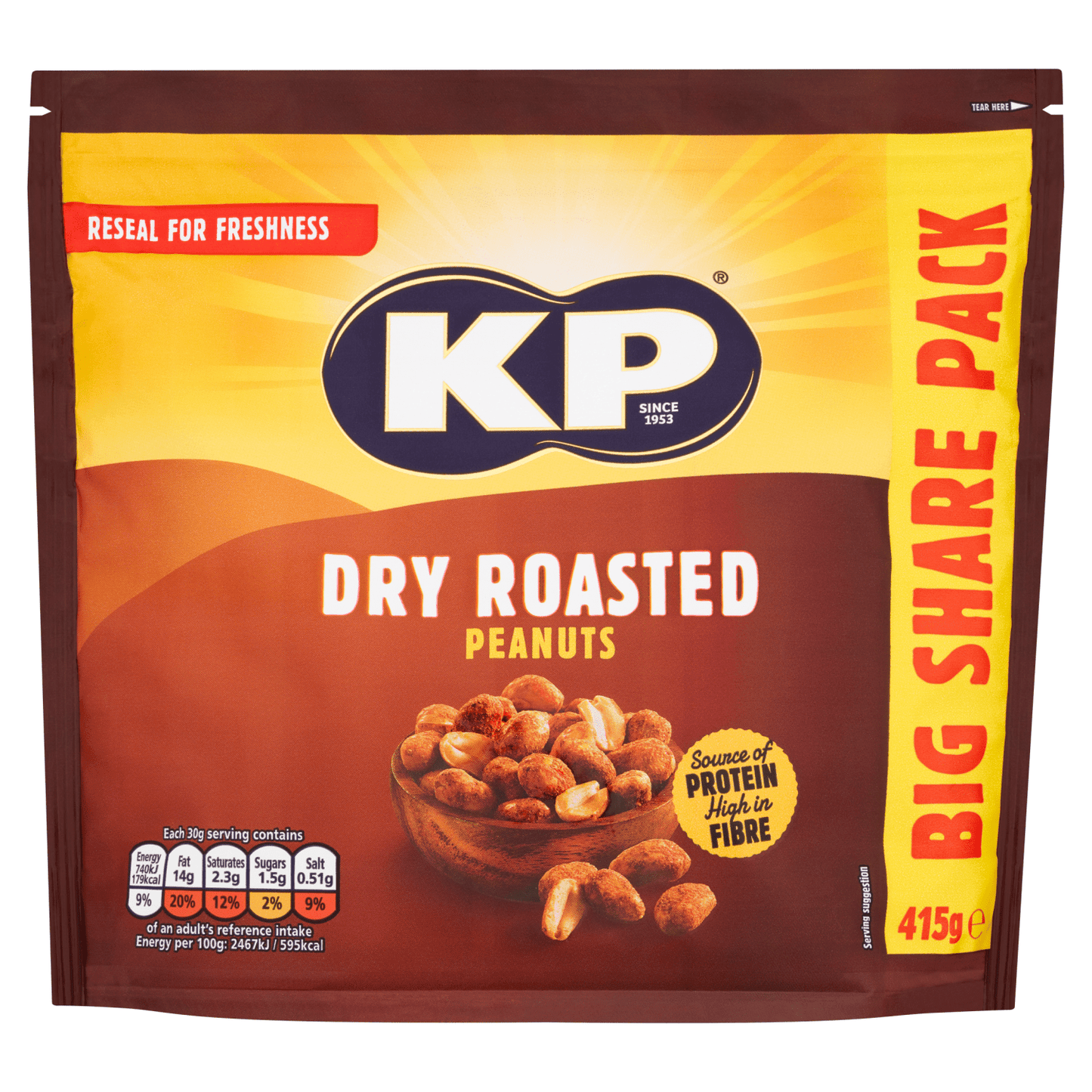 KP Dry Roasted Peanuts 415g - UK Food & Drink - 5000237127346