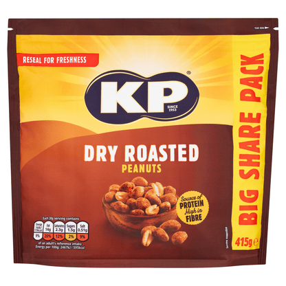 KP Dry Roasted Peanuts 415g - UK Food & Drink - 5000237127346
