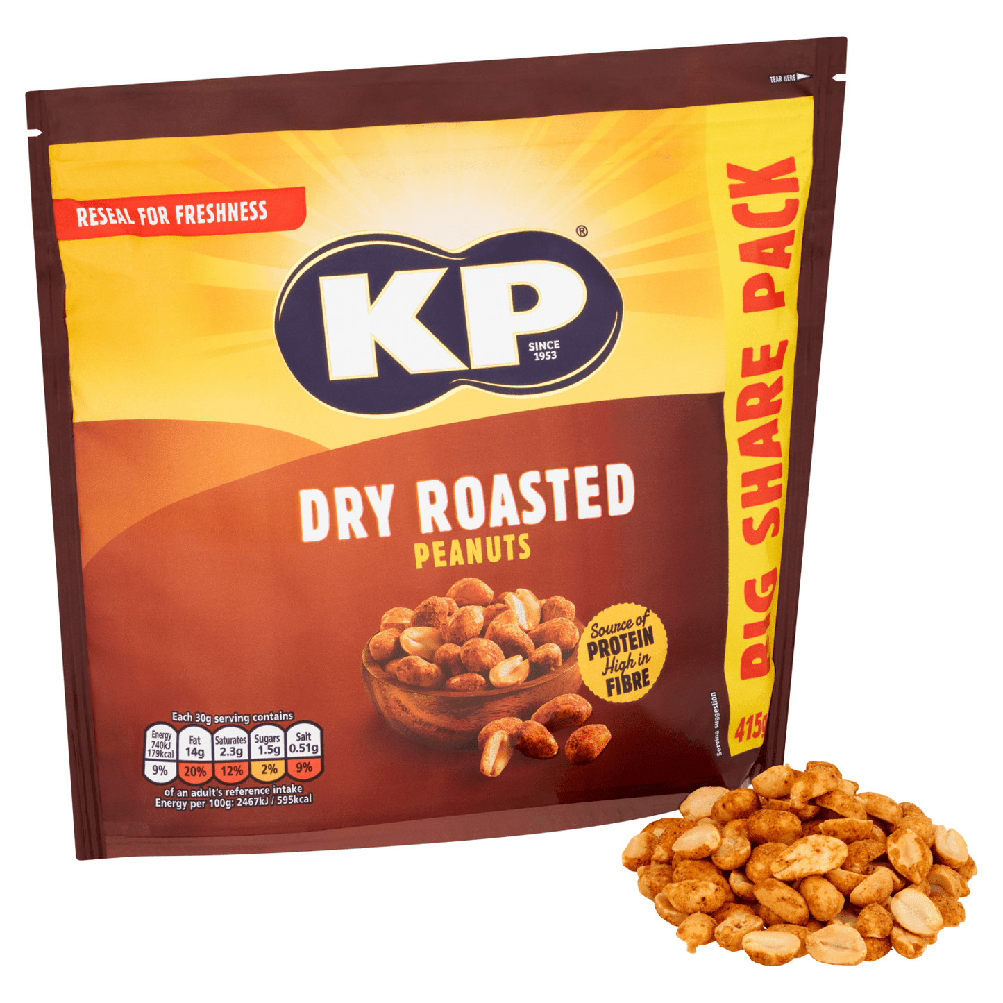 KP Dry Roasted Peanuts 415g - UK Food & Drink - 5000237127346