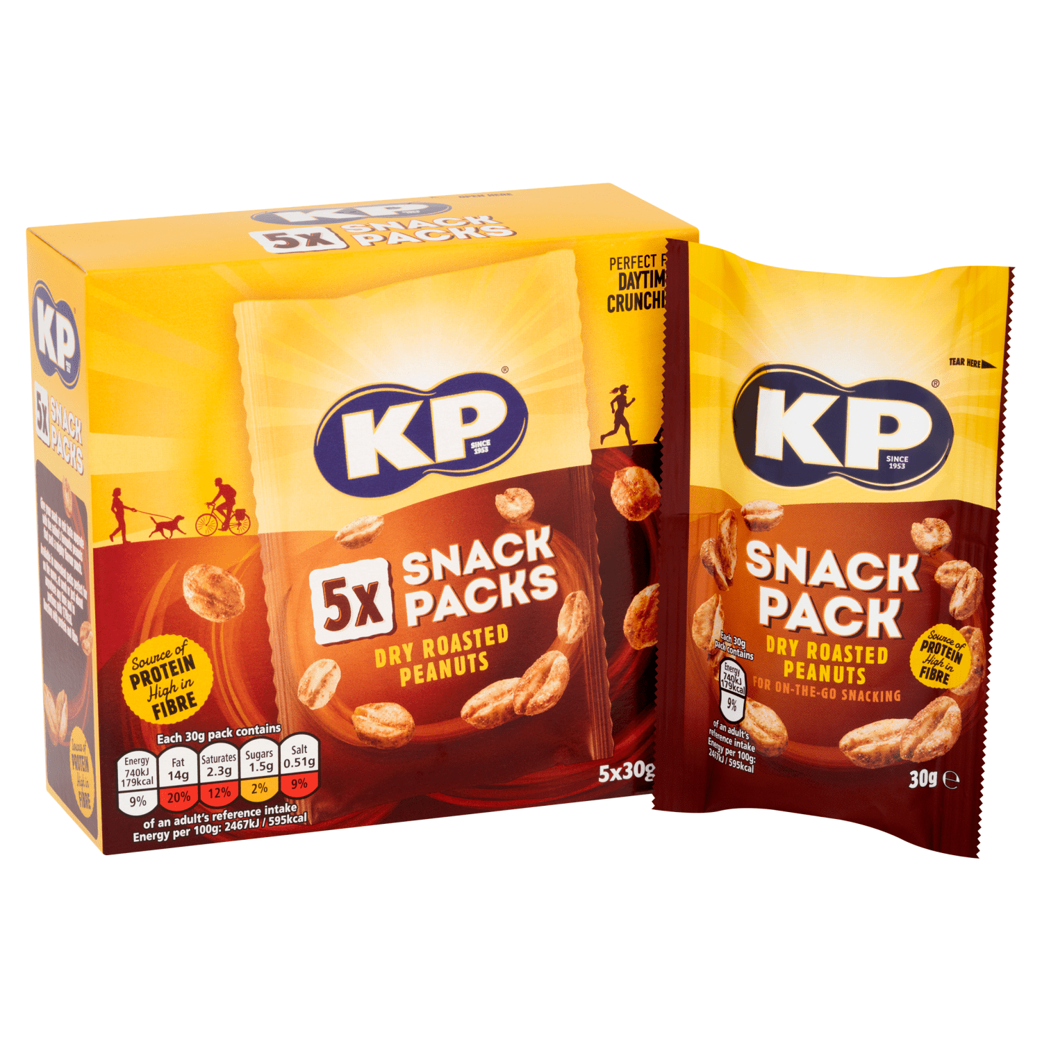 KP Dry Roasted Peanuts 5 x 30g - UK Food & Drink - 5000237138007