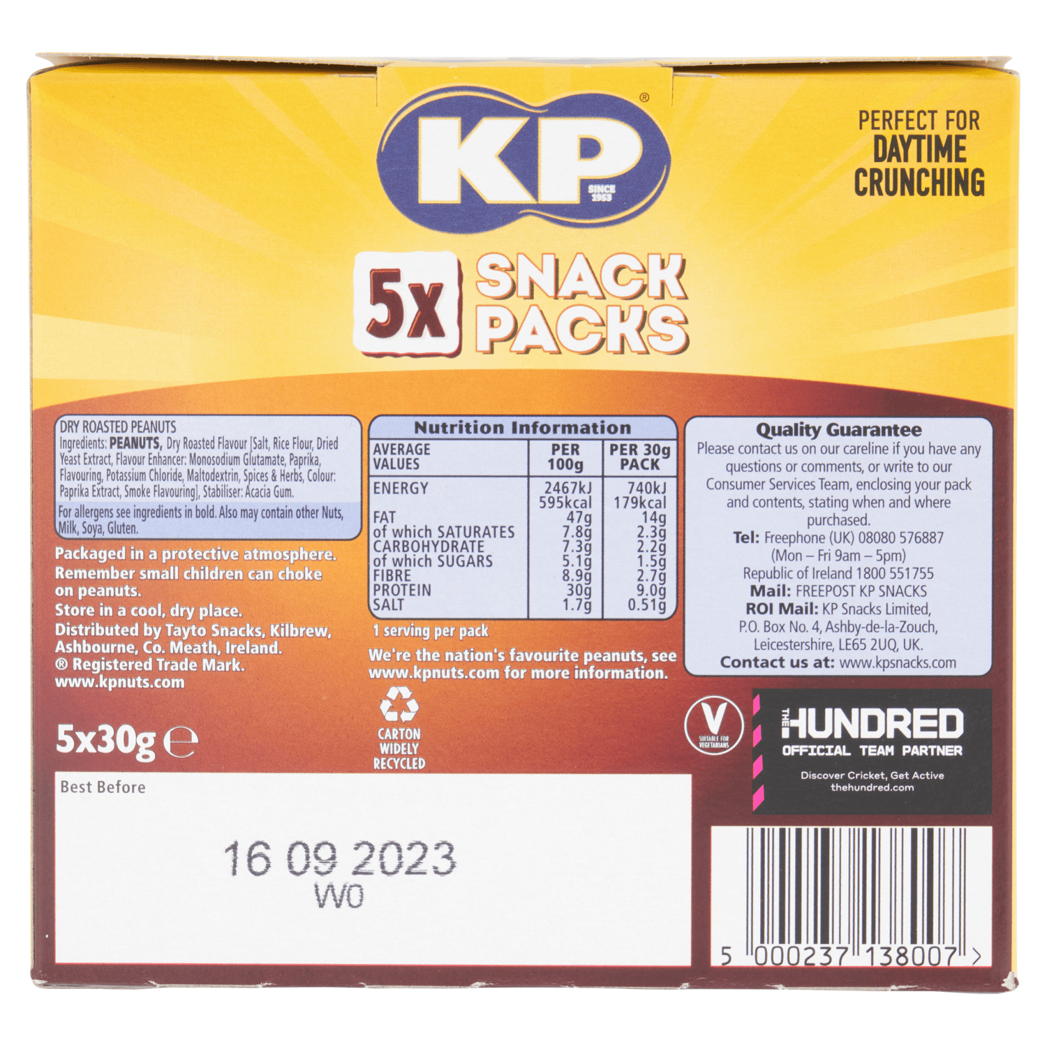 KP Dry Roasted Peanuts 5 x 30g - UK Food & Drink - 5000237138007