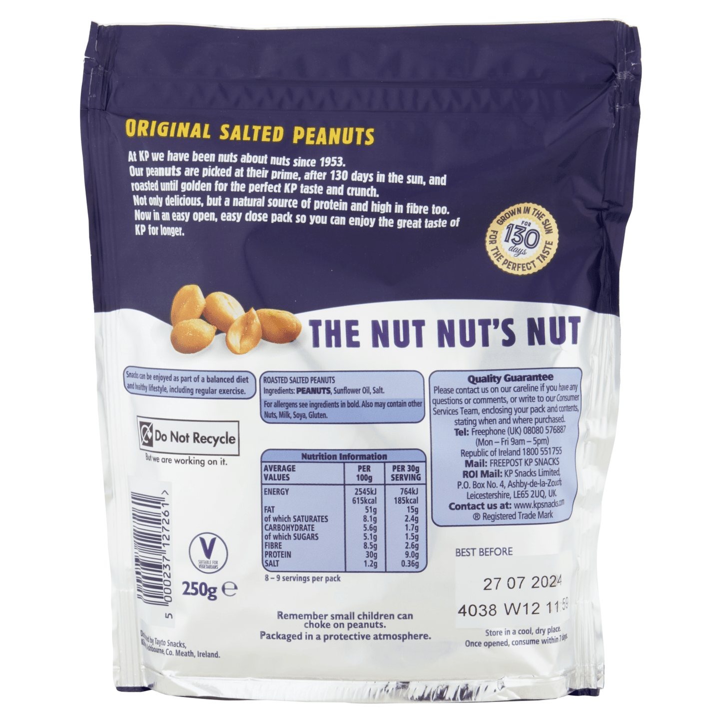 KP Original Salted Peanuts 250g - UK Food & Drink - 5000237127261