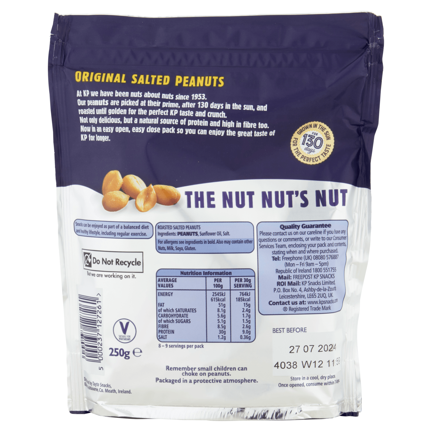 KP Original Salted Peanuts 250g - UK Food & Drink - 5000237127261