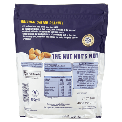 KP Original Salted Peanuts 250g - UK Food & Drink - 5000237127261