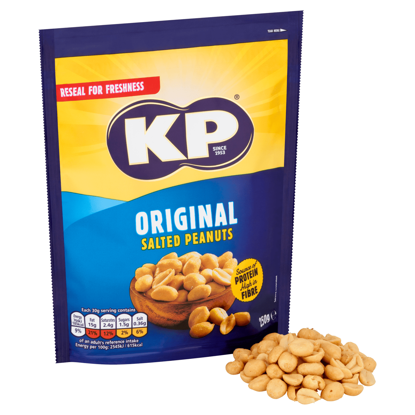 KP Original Salted Peanuts 250g - UK Food & Drink - 5000237127261
