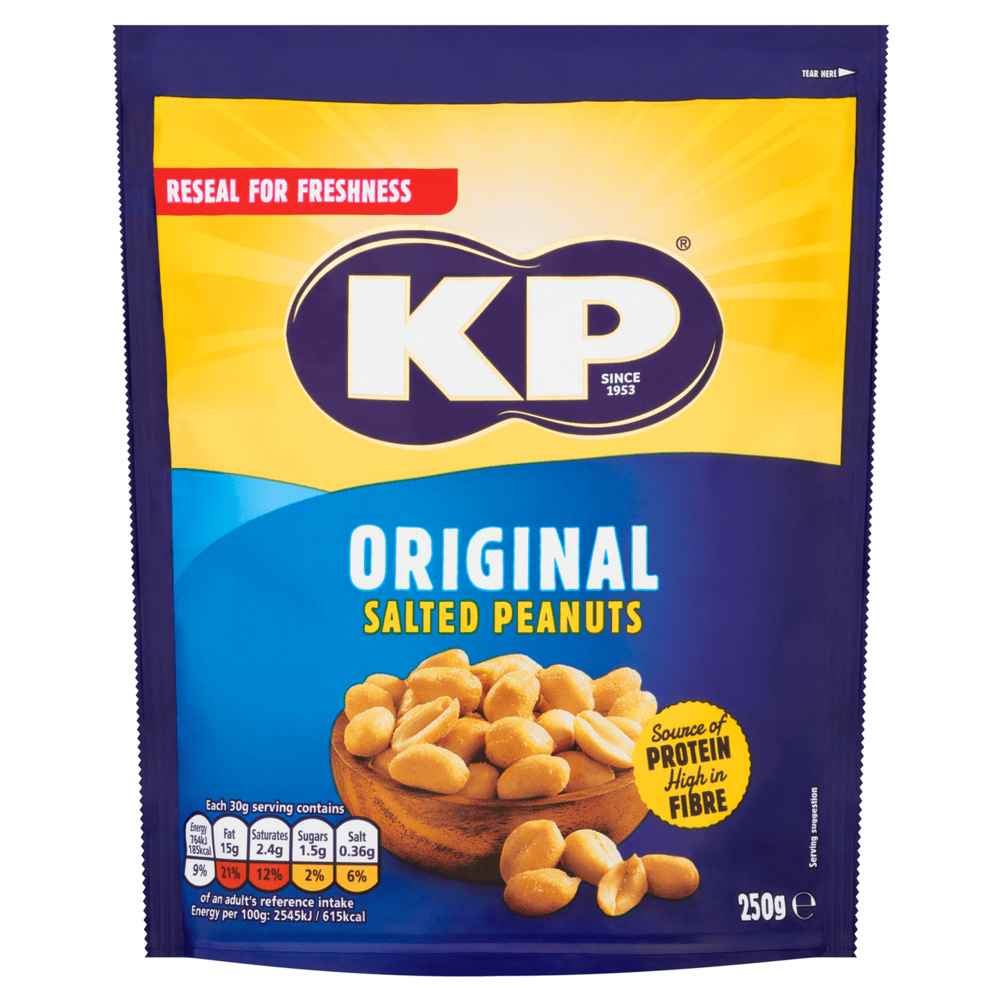 KP Original Salted Peanuts 250g - UK Food & Drink - 5000237127261