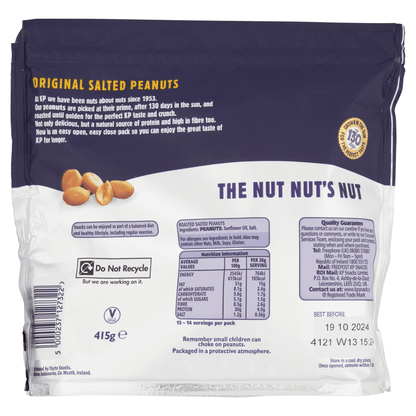 KP Original Salted Peanuts 415g - UK Food & Drink - 5000237127322