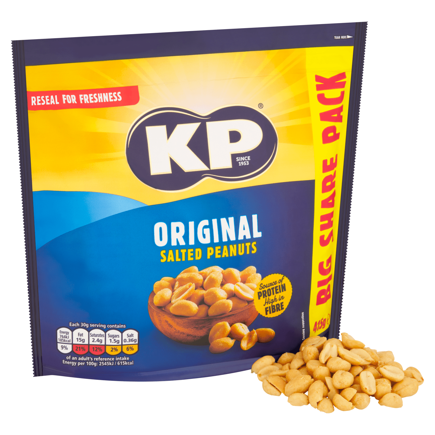 KP Original Salted Peanuts 415g - UK Food & Drink - 5000237127322
